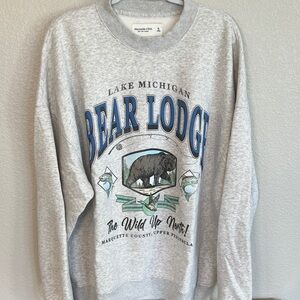 Abercrombie & Fitch Gray Bear Lodge Graphic Sweater